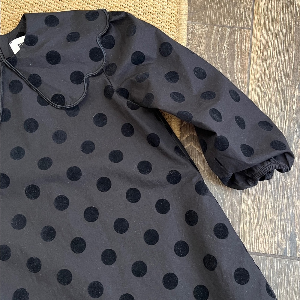 Wolf and Rita Girls’ Black Lilita Mond Polka Dot Holiday Dress—6Y - Picture 6 of 14